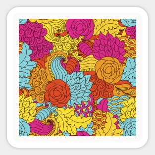 Abstract Floral Neck Gator Pink Aqua Orange Floral Abstract Sticker